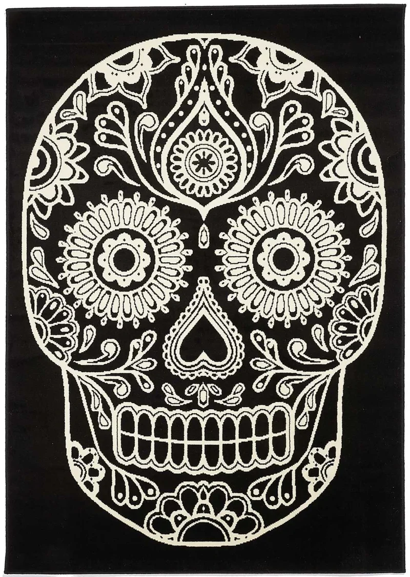 Tapis de Chambre Noir MEXICAN SKULL