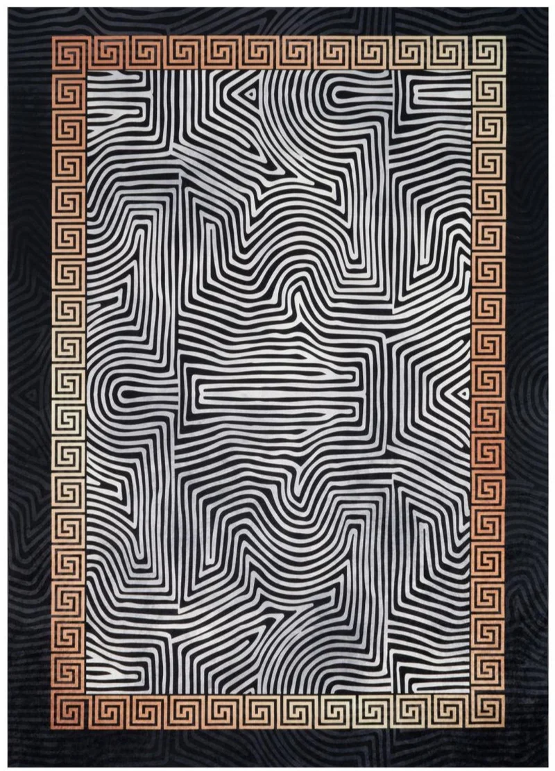 Tapis style Vintage Noir pour salon IMPNUM