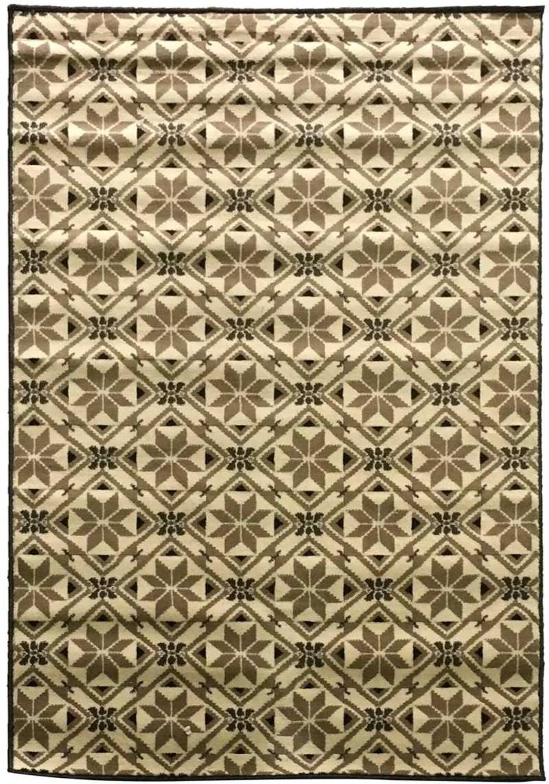Tapis de salon couleur ivoire motif graphique BC CARREAU