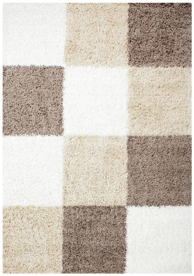 Tapis de Chambre Beige Graphique SHAGGY CA