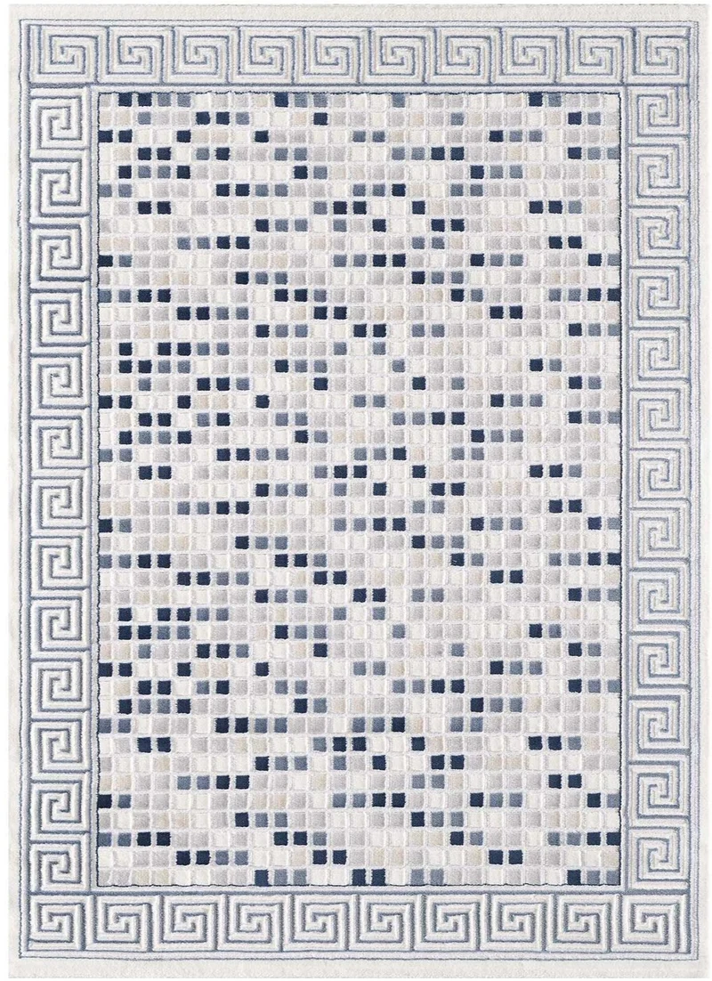 Tapis Bleu Graphique KHY BERIM