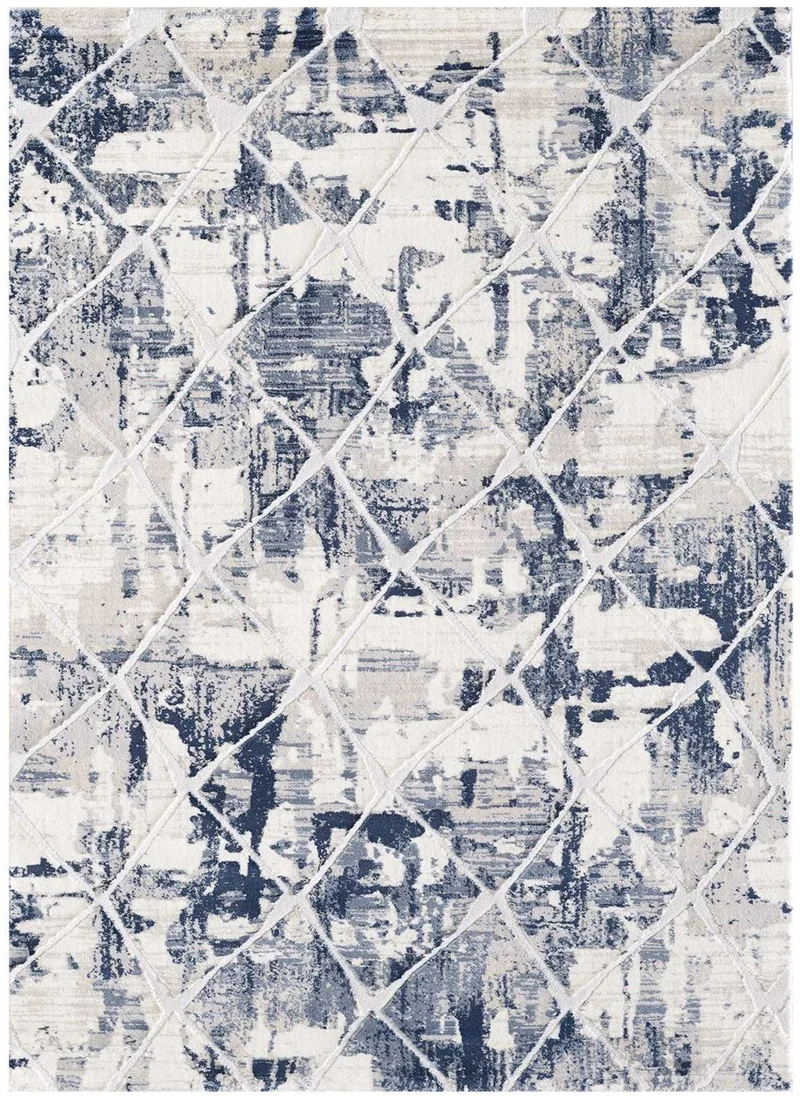 Tapis Bleu design graphique KHY DUSTY
