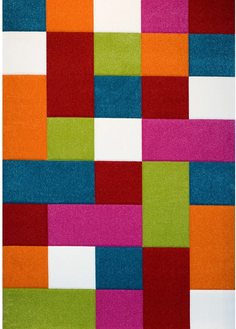 Tapis de Chambre Enfant multicolore à carreaux KIDS
