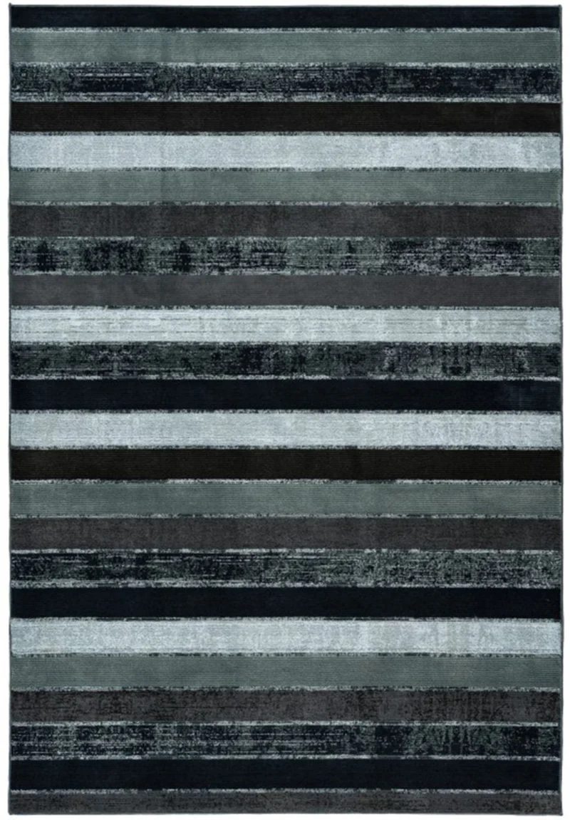 Tapis en Fibres Recyclés Gris motif Rayés BANDES