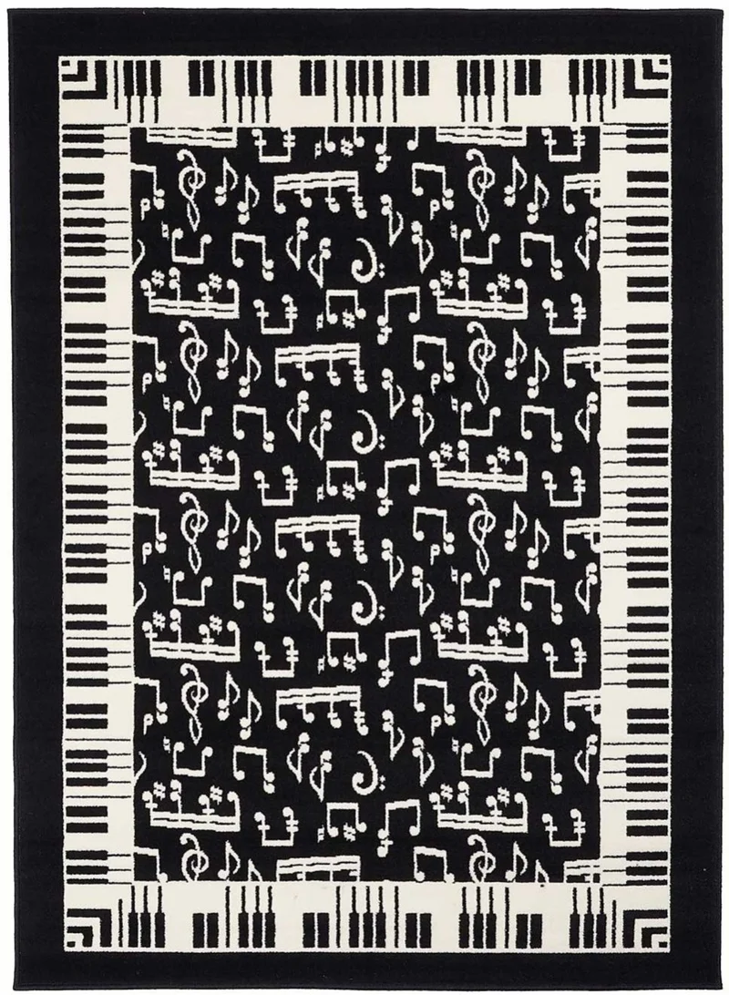 Tapis Noir Design Musical MELOMANIA