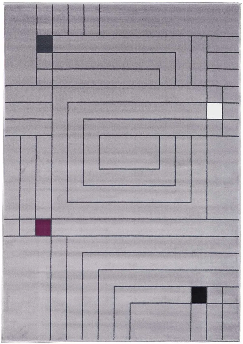 Tapis Gris Moderne motifs géométriques LLABY