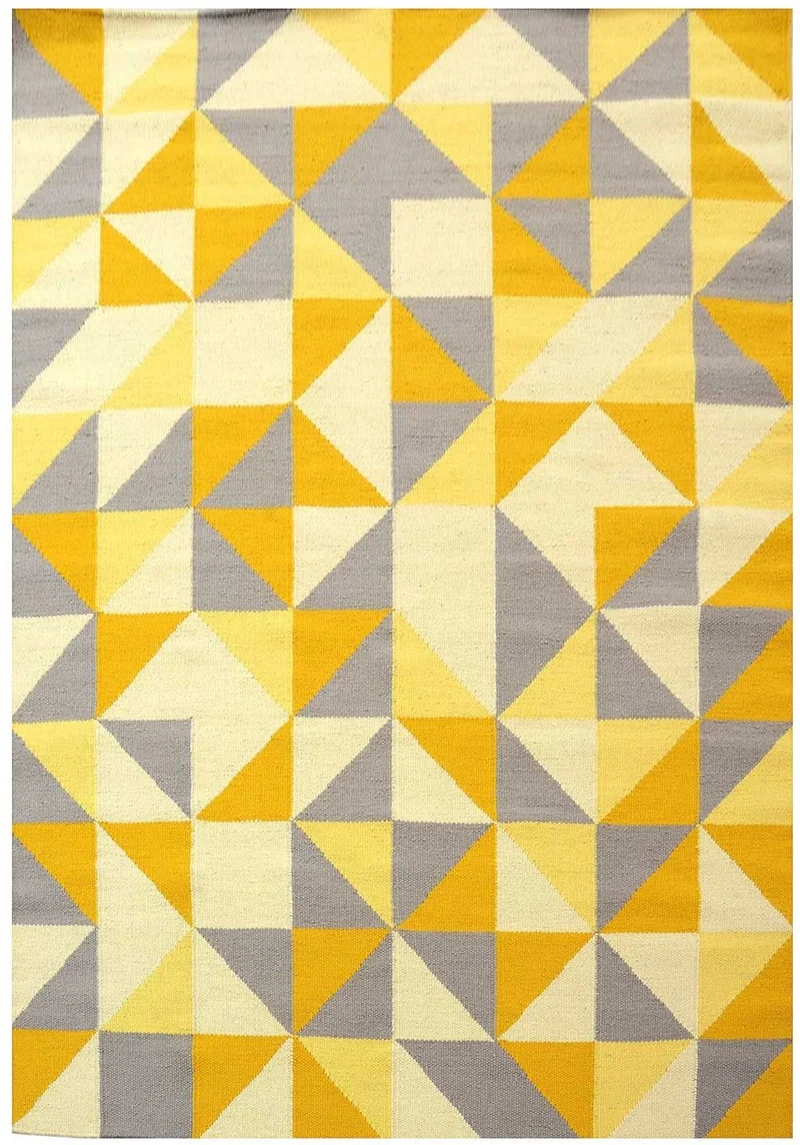 Tapis en Laine Jaune Graphique tissé main SCANDIVIAN