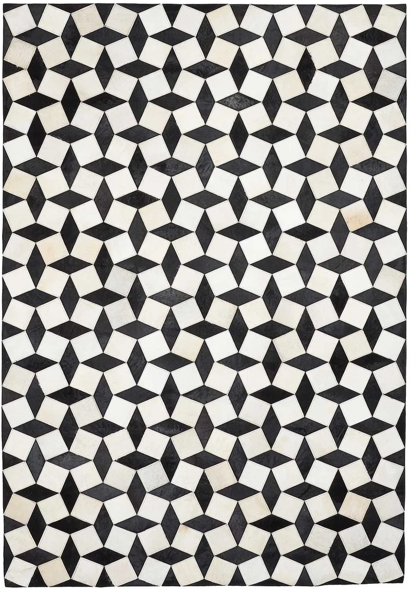 Tapis en Cuir Noir kilim Graphique SCANDICUIRE
