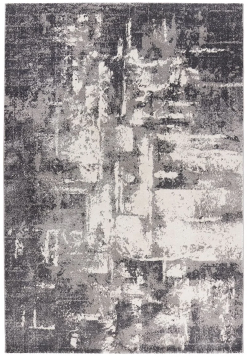 Tapis Design Abstrait Gris et mèches de velours TRENDA LL
