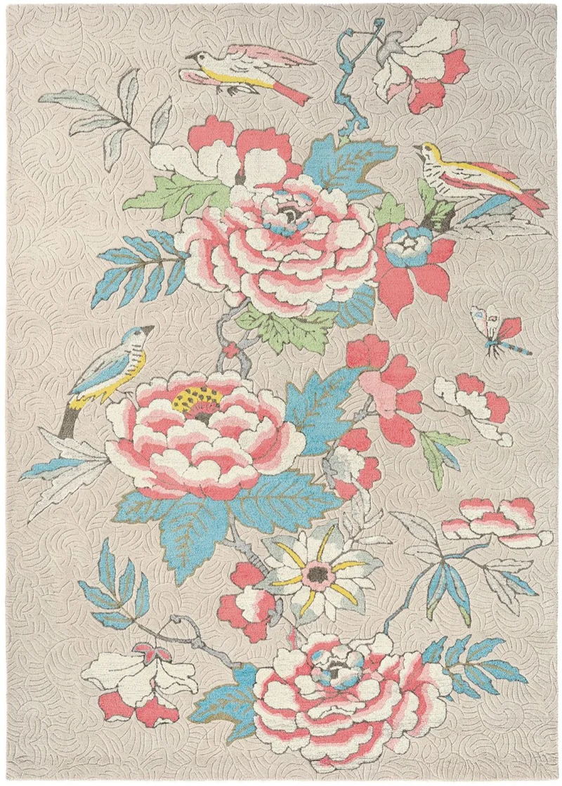 Tapis Moderne Floral en Laine Multicolore PAEONIA BLUSH