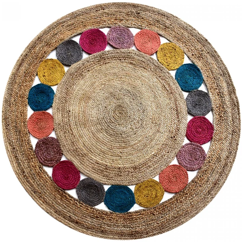 Tapis Rond en Jute multicolore tissé à la main JT RONDAROND