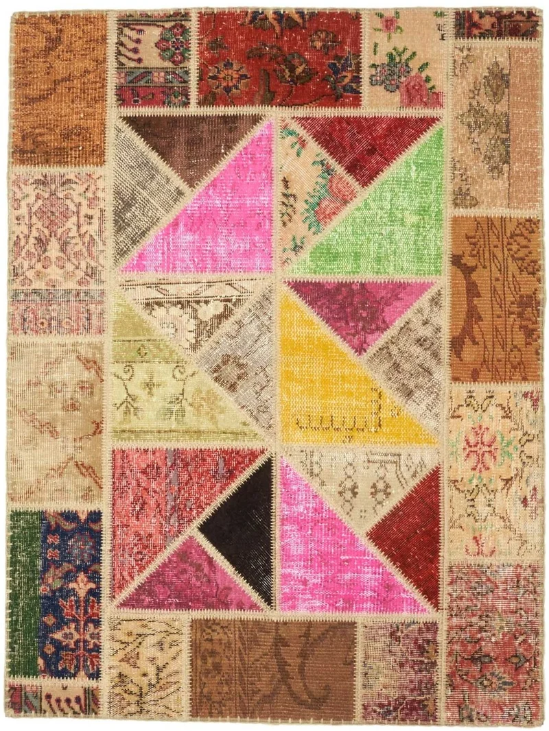 Tapis Patchwork de Salon en Laine Multicolore FM SCANDATRI