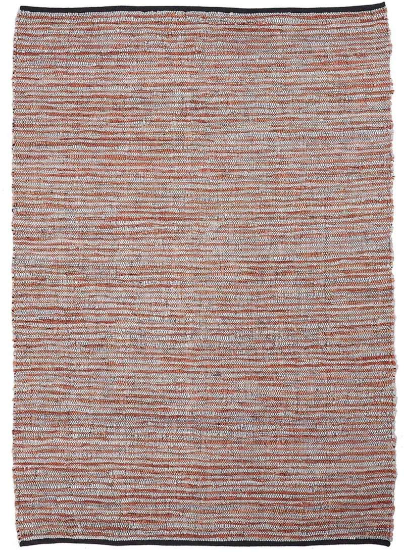Tapis Orange kilim tissé main en cuir GALIAND