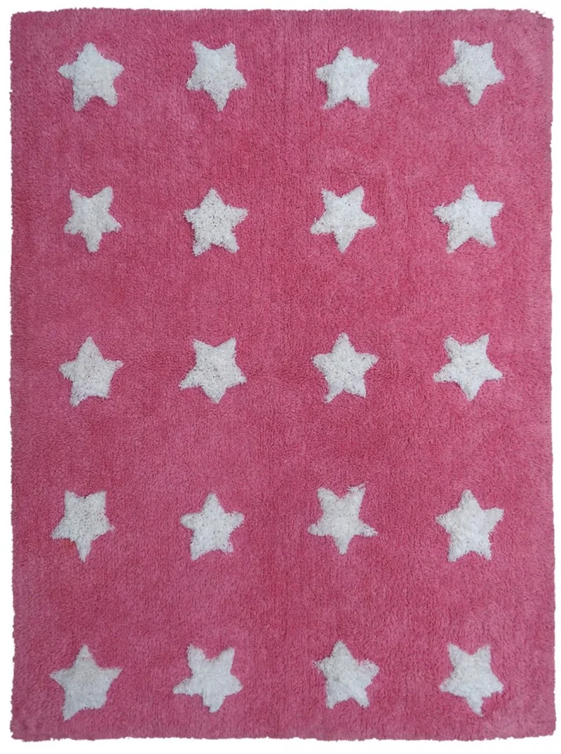 Tapis de Chambre Rose en coton pour enfant ETOILE