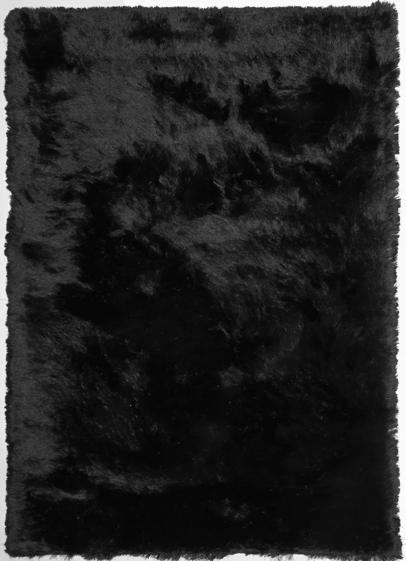 Tapis Shaggy Noir poils long Tufté Main SG FIN