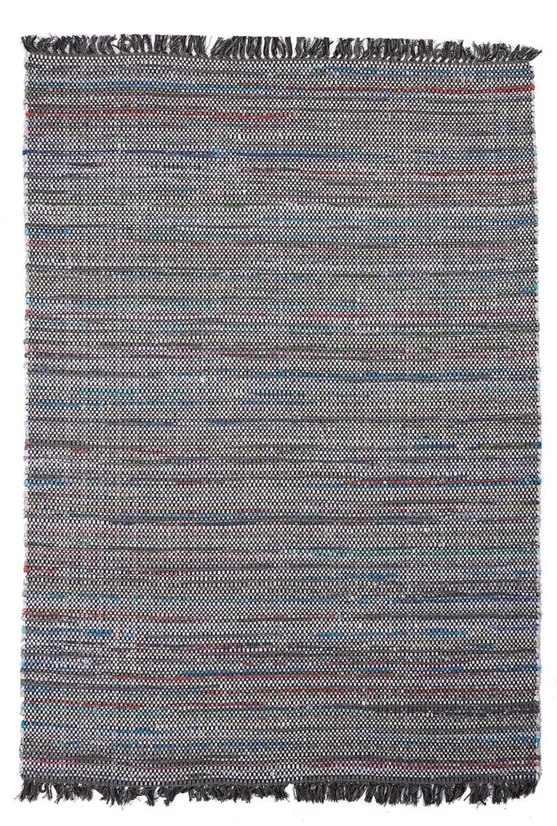 Tapis de Salon Design Gris kilim tissé main en coton JEYLAND