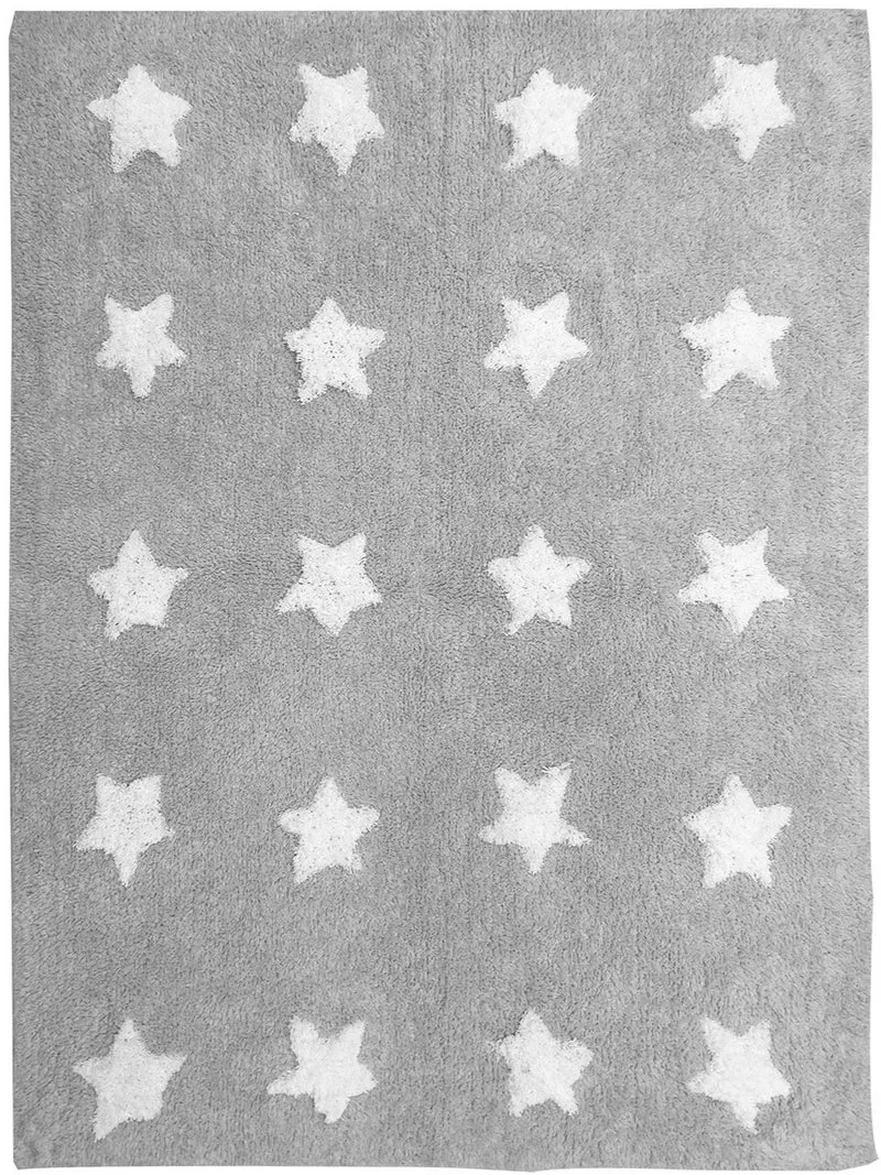 Tapis de Chambre Gris en coton pour enfant ETOILE