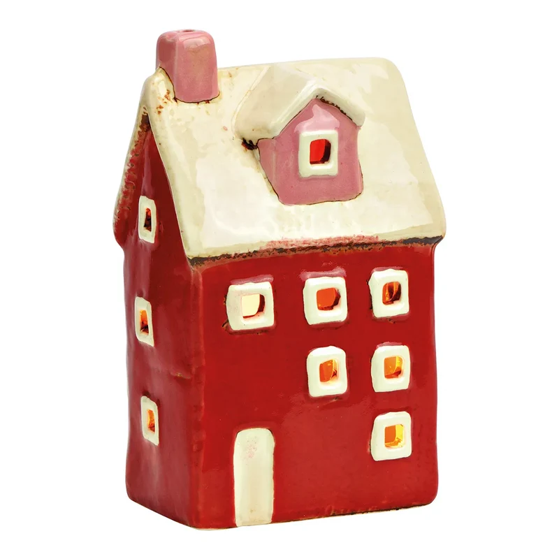 Maison photophore rouge et rose