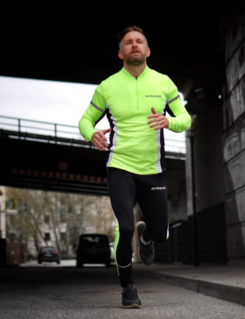 Herren Winter Laufset Thermo Laufshirt Langarm + Thermo Laufhose Tight