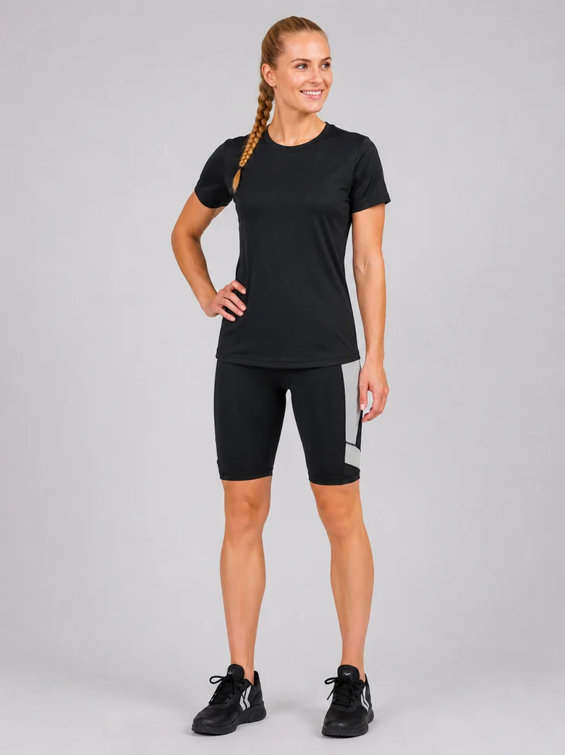 Damen Fitnesshose - Laufhose Kurz Schwarz Grau Red Decoct