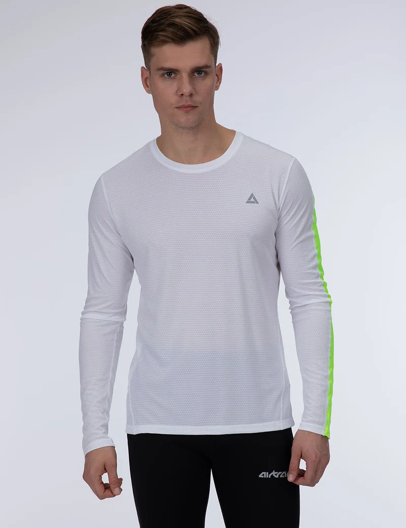 Herren Funktions Laufshirt Langarm Pro Line Weiss-Neon Setprodukt