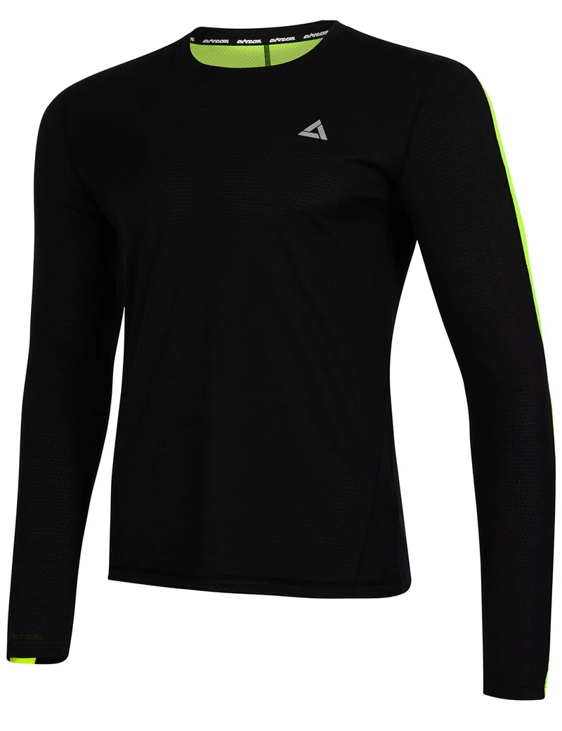 Herren Funktions Laufshirt Langarm Pro Line Schwarz-Neon Setprodukt