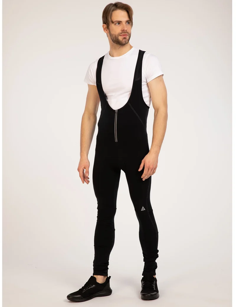 Herren Thermo Fahrradhose Lang Trägerhose Comfort Line Schwarz-Silber Setprodukt