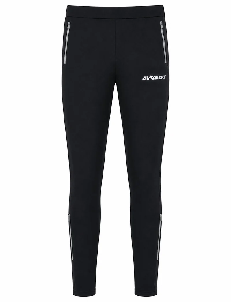 Herren Winter Thermo Laufhose Lang Pro Team Schwarz Silber