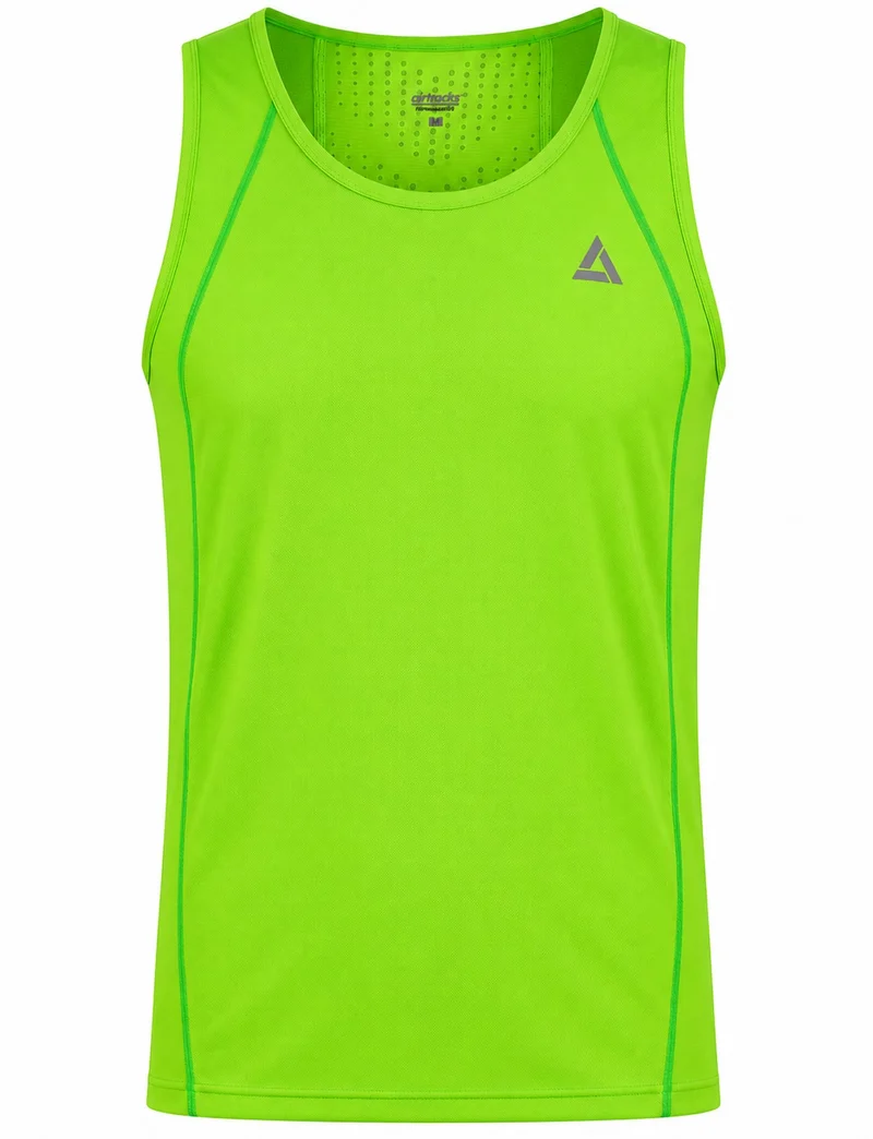 Herren Laufshirt Ärmellos Kurzarm Tank-Top Comfort Line Neon