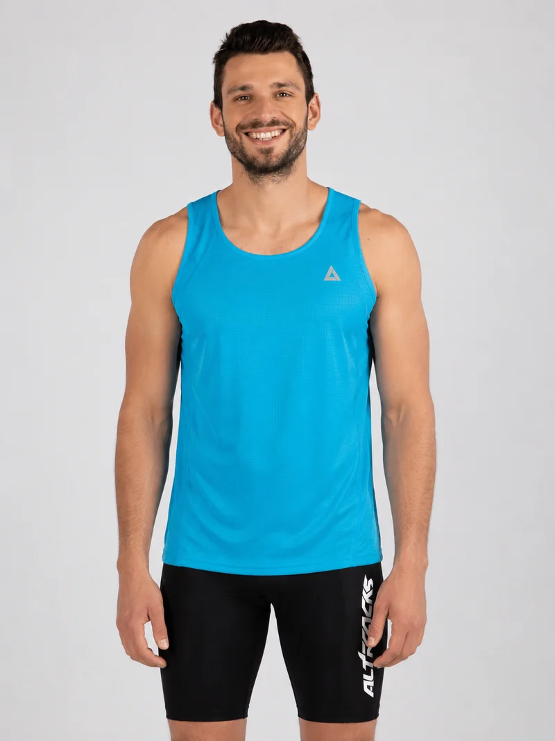 Herren Laufshirt Ärmellos Kurzarm Tank-Top Comfort Line Blau