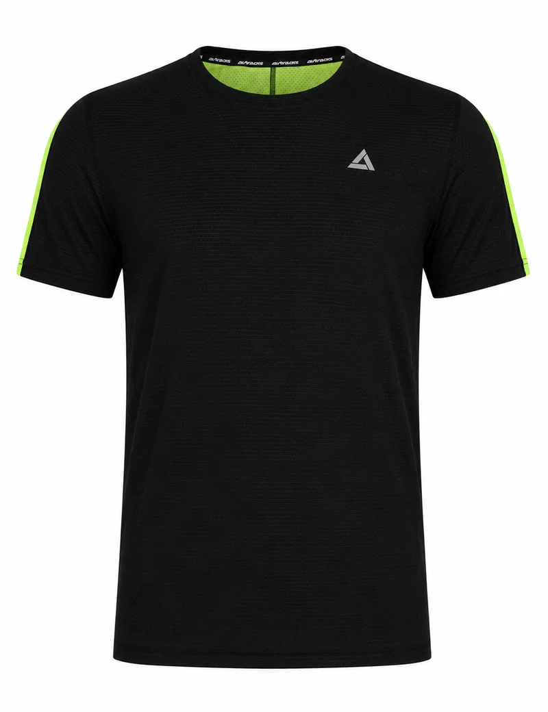 Herren Funktions Laufshirt Kurzarm Pro Line Schwarz Neon