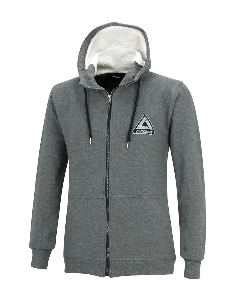 Winter Sweatshirt Crew Pro Line mit Kapuze und Full Zip Dunkel-Melange