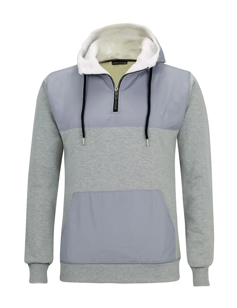 Winter Sweatshirt Crew Pro Line mit Kapuze und Zip Grau-Melange