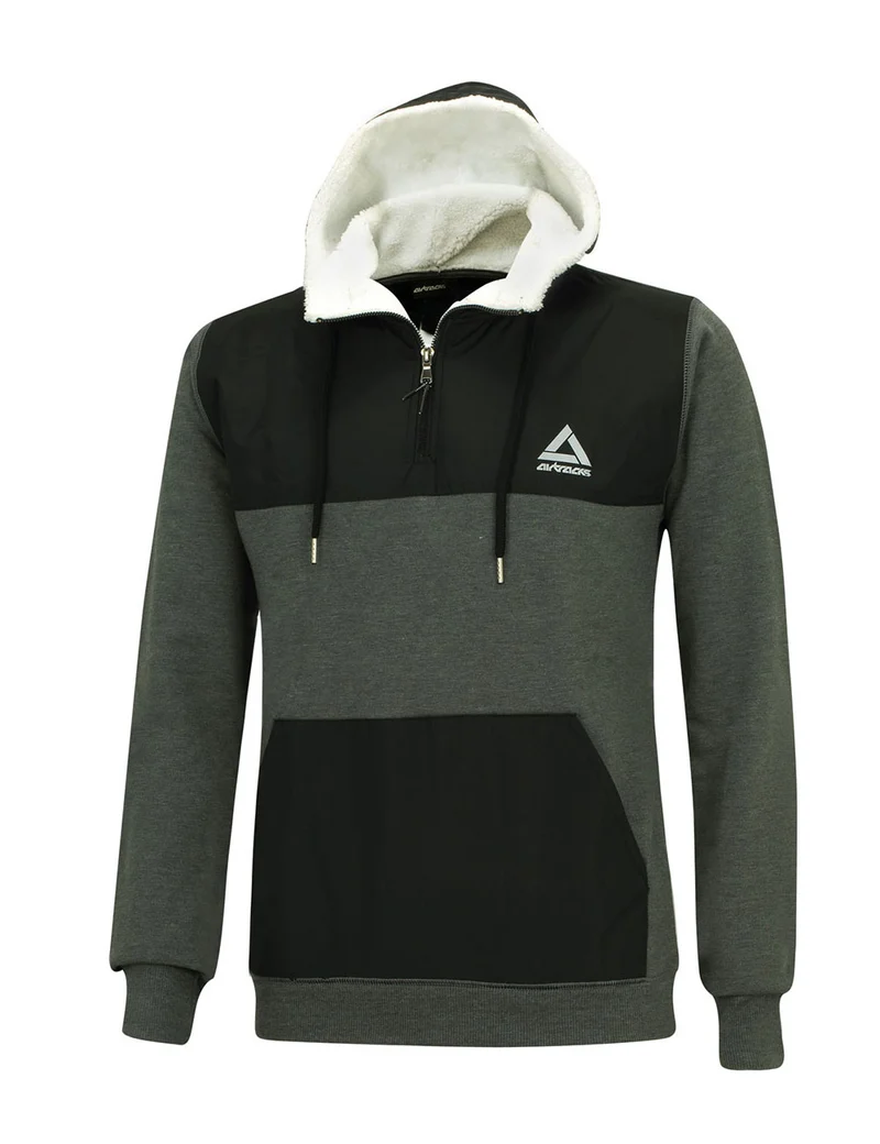 Winter Sweatshirt Crew Pro Line mit Kapuze und Zip Dunkel-Melange
