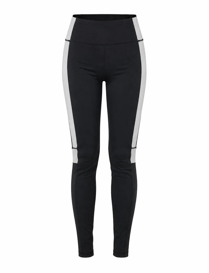 Damen Fitnesshose - Laufhose Lang Schwarz Grau Red Decoct