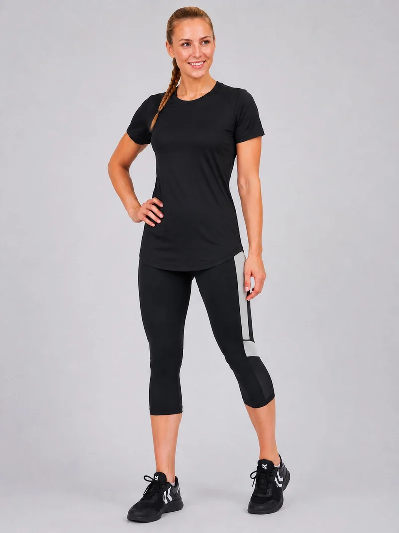 Damen Fitnesshose - Laufhose 3-4 Schwarz Grau Red Decoct