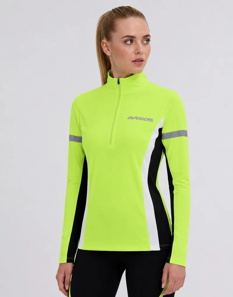 Damen Thermo Funktions Laufshirt Langarm Neon