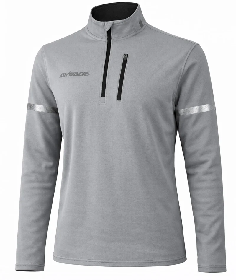 Herren Thermo Fahrradtrikot - Laufshirt Langarm Grau