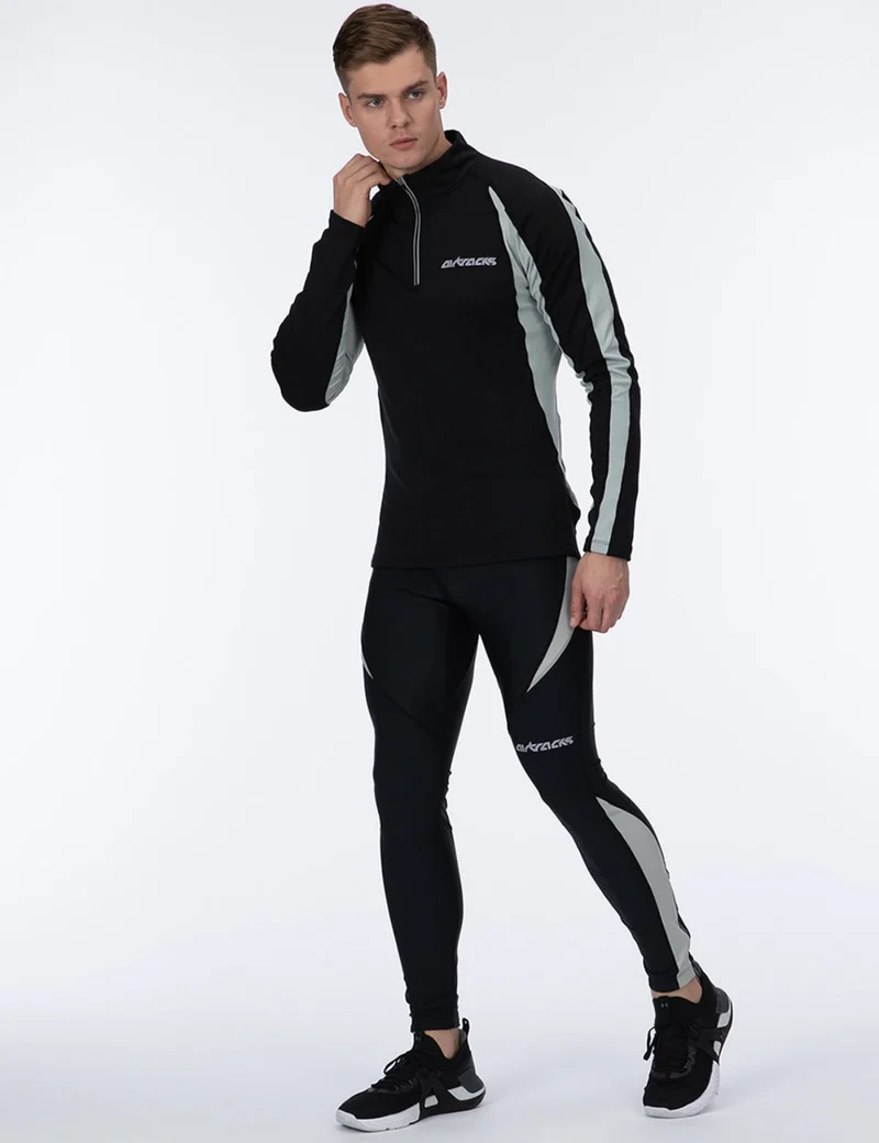 Herren Winter Thermo Laufhose Lang Pro Schwarz