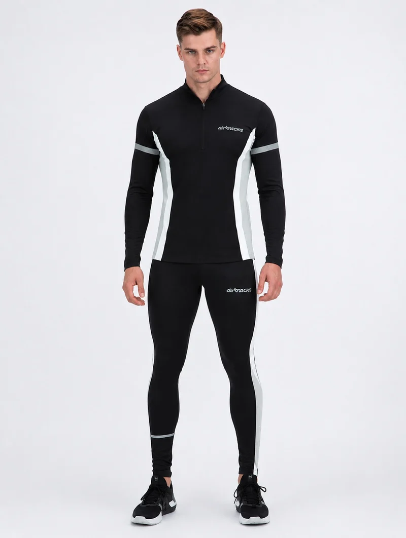 Herren Winter Thermo Laufhose Tight Lang Schwarz