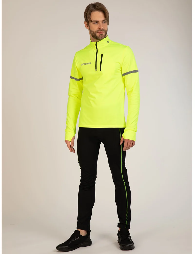 Herren Winter Thermo Fahrradtrikot Langarm Set Neon-Schwarz