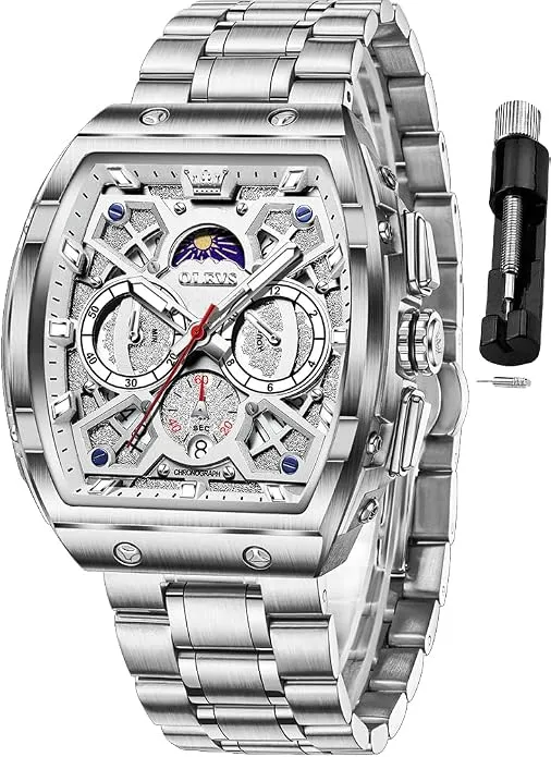 Montre Chronographe Homme Cadran Carré Quartz Silicone