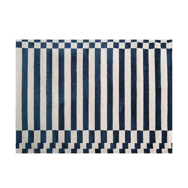 Tapis Rayé Noir et Blanc