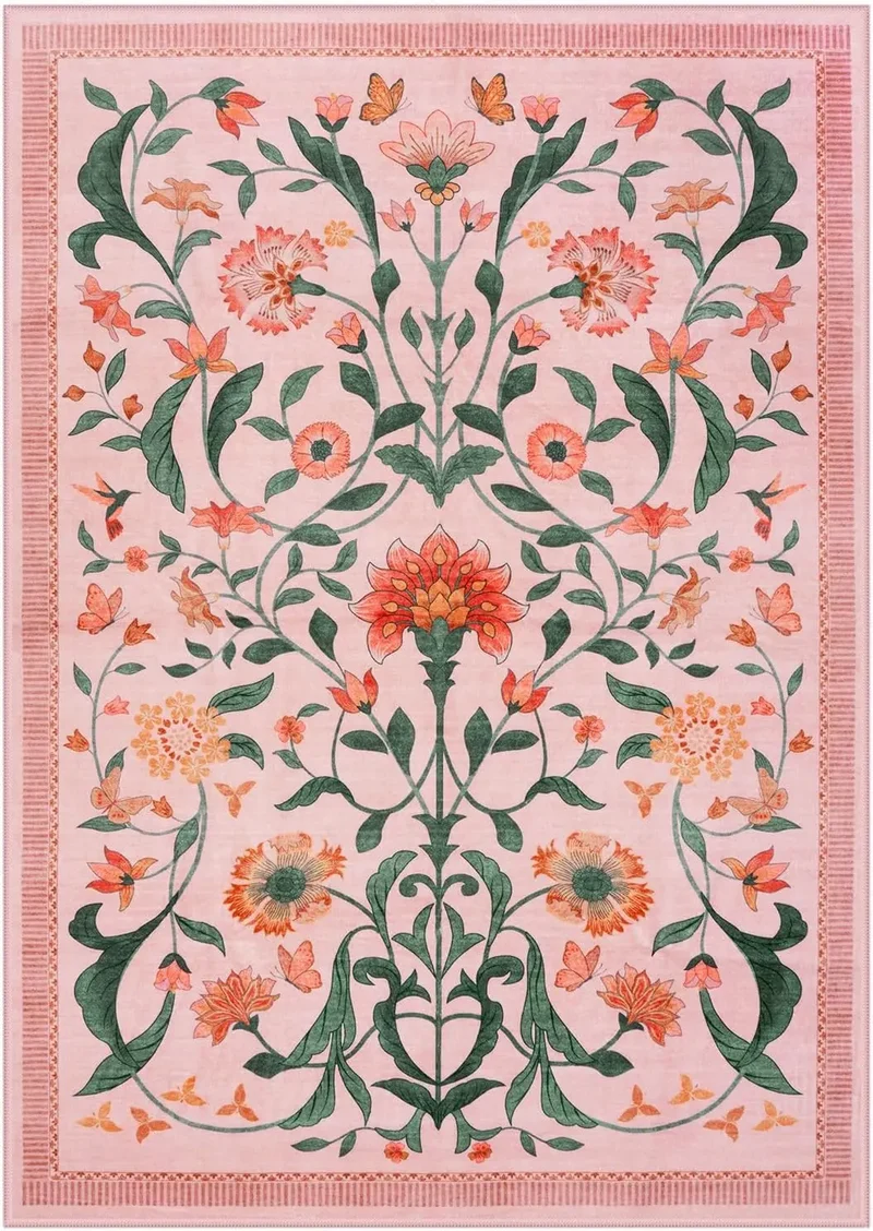 Tapis Fleurs Rose