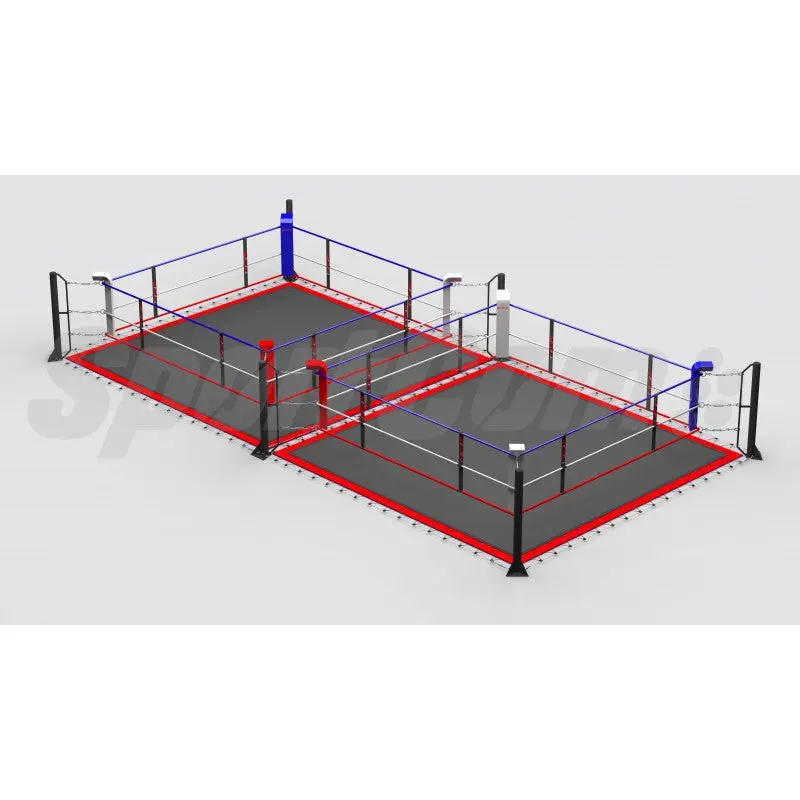 Doppel-Boxring – Bodenpfosten mit Spannseilen