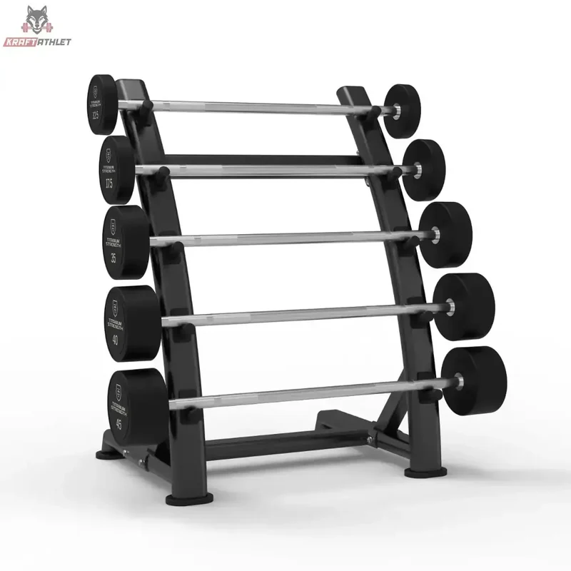 Set mit 5 Geraden Festen Langhanteln 10–30 kg + Ständer Titanium Strength