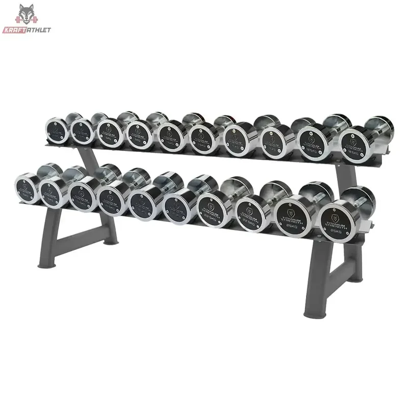 Chrom- Hantelset 2,5-25 kg + rack Titanium Strength