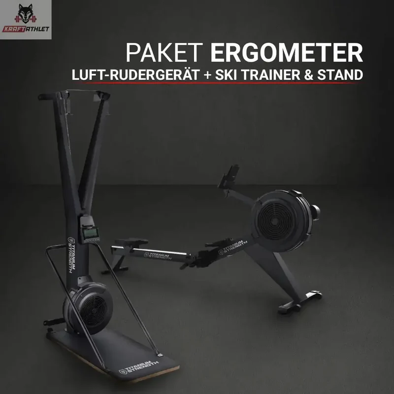 PAKET ERGOMETER - LUFT-RUDERGERÄT + SKI TRAINER & STAND Titanium Strength