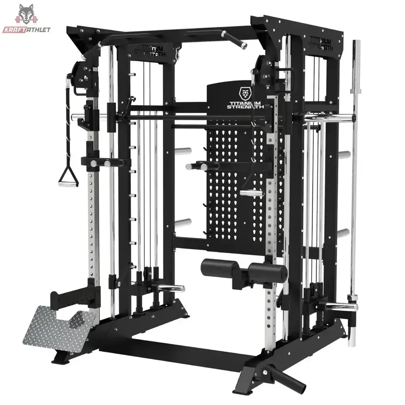 B100 V4 Kraftstation: Smith Maschine, Multipower, Dual Pulleys und Rack Titanium Strength