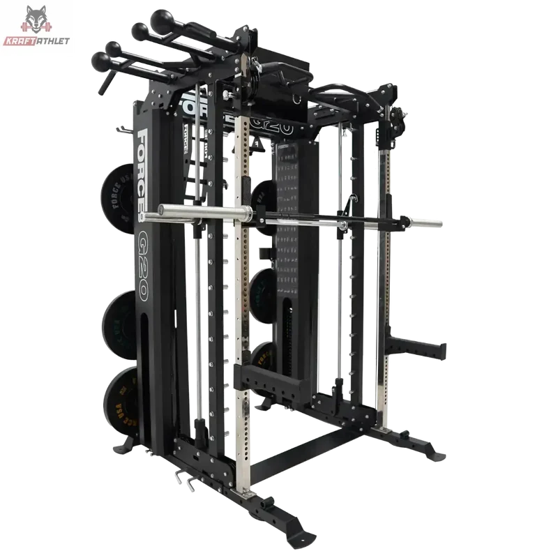 G20™ V2 Pro All-In-One Trainer: Multifunktionstrainer, Smith-Maschine, Double Pulley, Rack und Vertikale Beinpresse Force USA